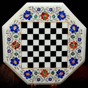 White Octagonal Chess Board of 15 inch