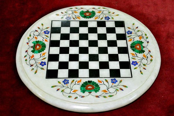 White Round Chess Board of 12 inch