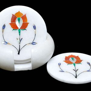 White Round Coaster Sets of 4 inch