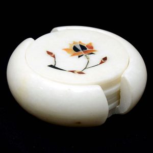 White Round Coaster Sets of 4 inch