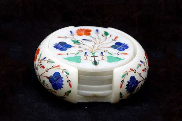 White Round Coaster Sets of 4 inch