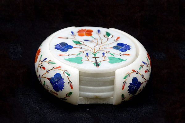 White Round Coaster Sets of 4 inch