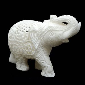 White Fancy Elephant Statue 4 inch