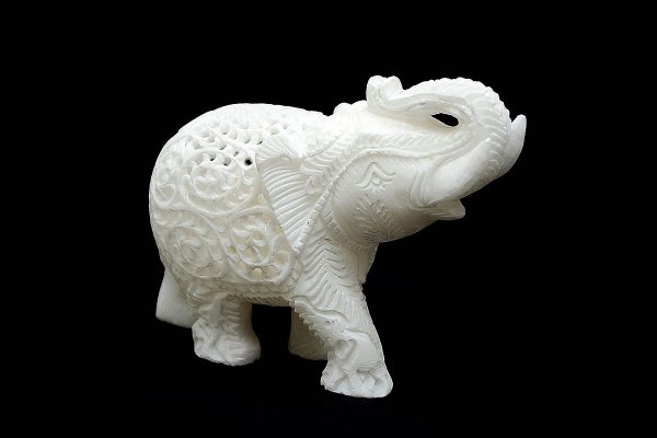 White Fancy Elephant Statue 4 inch