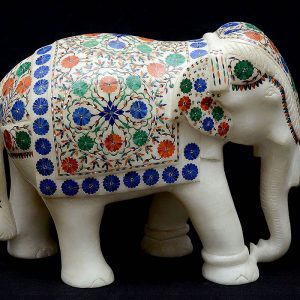 9 inch White Marble Elephant Statue