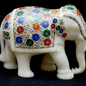 White Marble Elephant Statue 6 inch