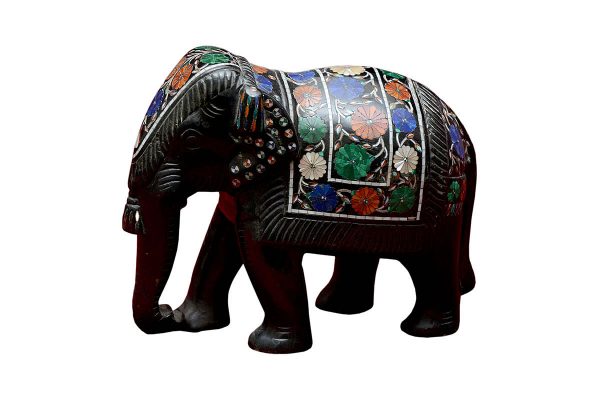 6 inch Black Marble Elephant Statue