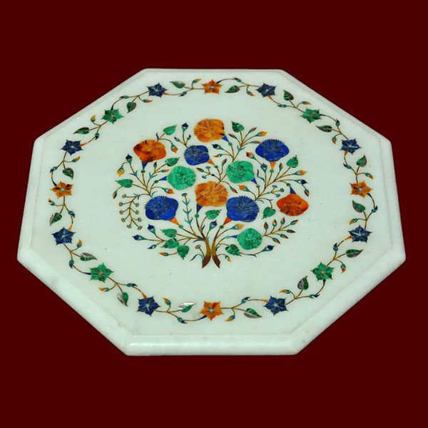 White Octagonal Table Top of 15 inch