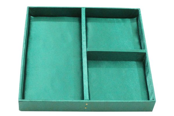 8 x 8 x 3 inch Green Embroidered Geometric Zari Box