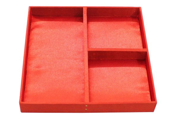 8 x 8 x 3 inch Red Embroidered Floral Zari Box