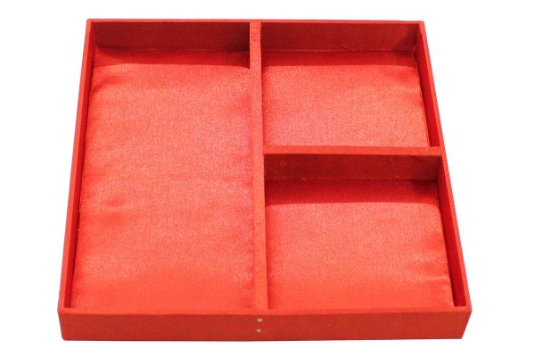 8 x 8 x 3 inch Red Embroidered Floral Zari Box