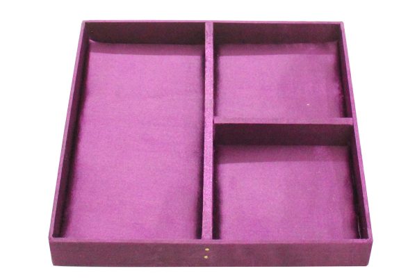 8 x 8 x 3 inch Purple Embroidered Floral Zari Box