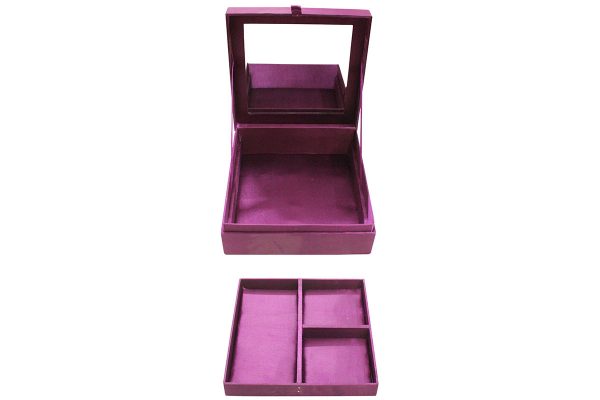 8 x 8 x 3 inch Purple Embroidered Floral Zari Box