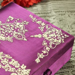 8 x 8 x 3 inch Purple Embroidered Floral Zari Box