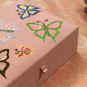 10 x 7 x 3 inch Pink Embroidered Animal Zari Box