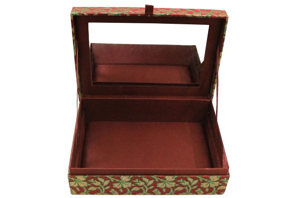 10 x 7 x 3 inch Maroon Embroidered Floral Zari Box