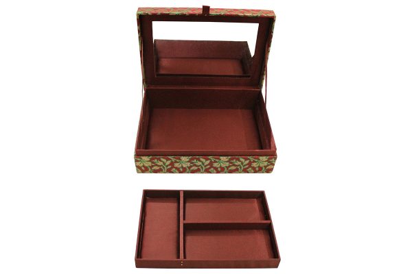 10 x 7 x 3 inch Maroon Embroidered Floral Zari Box