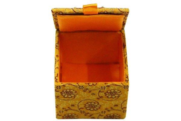 2.5 x 2.5 x 2 inch Gold Embroidered Floral Zari Box