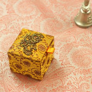 2.5 x 2.5 x 2 inch Gold Embroidered Floral Zari Box