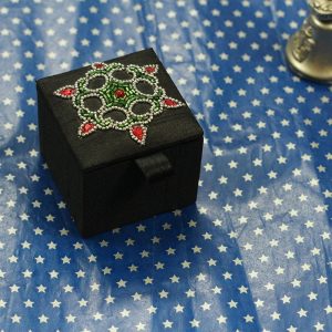 2.5 x 2.5 x 2 inch Black Embroidered Floral Zari Box