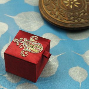 2.5 x 2.5 x 2 inch Maroon Embroidered Floral Zari Box