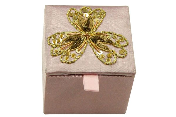 2.5 x 2.5 x 2 inch Pink Embroidered Floral Zari Box