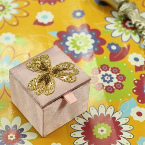 2.5 x 2.5 x 2 inch Pink Embroidered Floral Zari Box