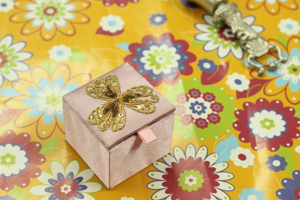 2.5 x 2.5 x 2 inch Pink Embroidered Floral Zari Box