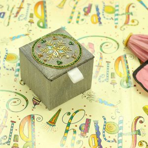 2.5 x 2.5 x 2 inch Silver Embroidered Geometric Zari Box