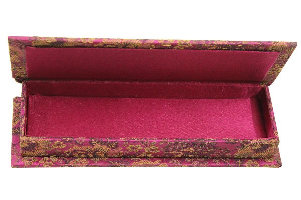 8 x 2.5 x 1 inch Pink Embroidered Floral Zari Box