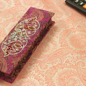 8 x 2.5 x 1 inch Pink Embroidered Floral Zari Box