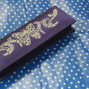 8 x 2.5 x 1 inch Blue Embroidered Animal Zari Box