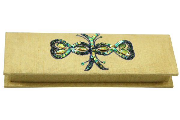 8 x 2.5 x 1 inch Gold Embroidered Floral Zari Box