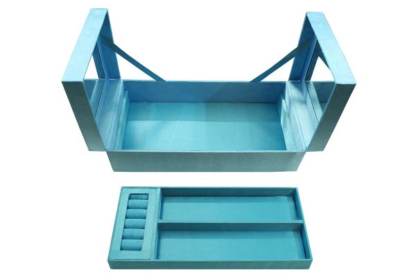 12 x 6 x 3 inch Blue Embroidered Floral Zari Box