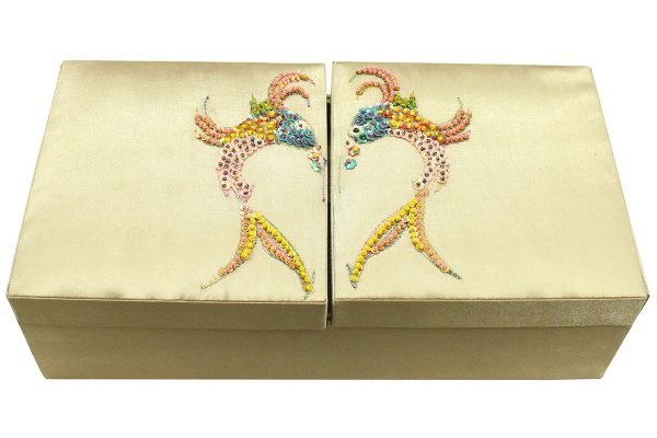 12 x 6 x 3 inch Brown Embroidered Animal Zari Box