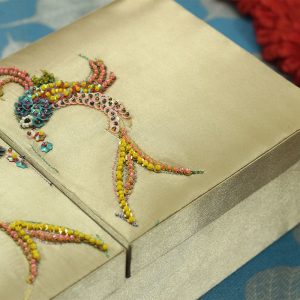 12 x 6 x 3 inch Brown Embroidered Animal Zari Box