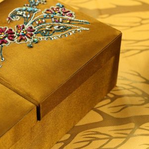 12 x 6 x 3 inch Brown Embroidered Floral Zari Box