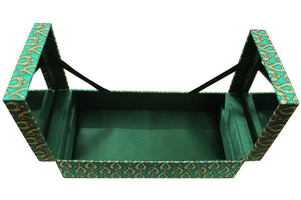 12 x 6 x 3 inch Green Embroidered Floral Zari Box