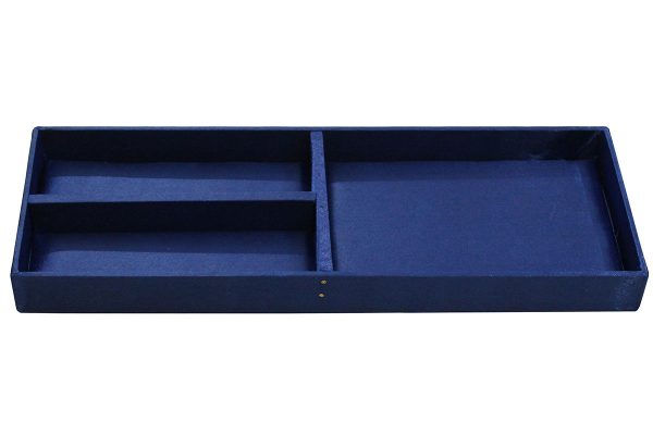 12 x 4.5 x 4 inch Blue Embroidered Geometric Zari Box