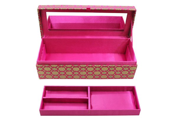 12 x 4.5 x 4 inch Pink Embroidered Floral Zari Box