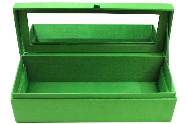 12 x 4.5 x 4 inch Green Embroidered Floral Zari Box