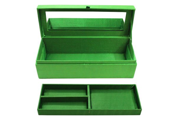 12 x 4.5 x 4 inch Green Embroidered Floral Zari Box