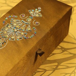 12 x 4.5 x 4 inch Brown Embroidered Floral Zari Box