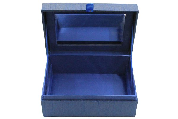 7.5 x 5 x 3 inch Blue Embroidered Floral Zari Box