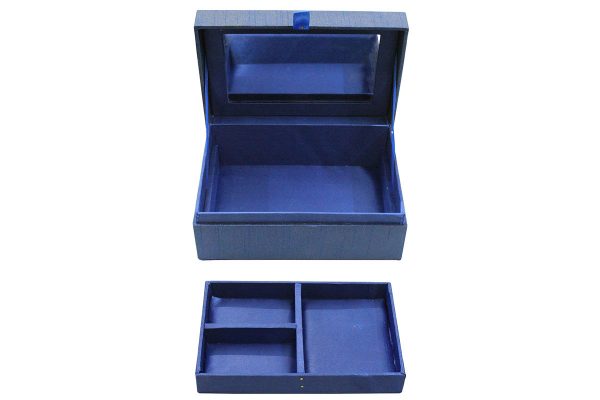 7.5 x 5 x 3 inch Blue Embroidered Floral Zari Box