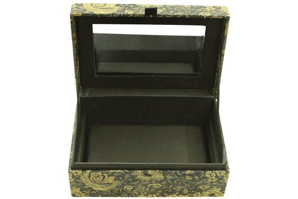 7.5 x 5 x 3 inch Black Embroider Floral Zari Box