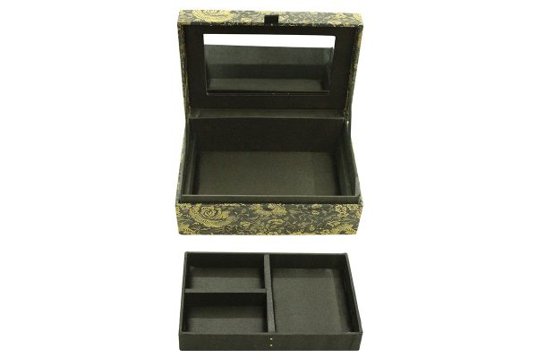 7.5 x 5 x 3 inch Black Embroider Floral Zari Box