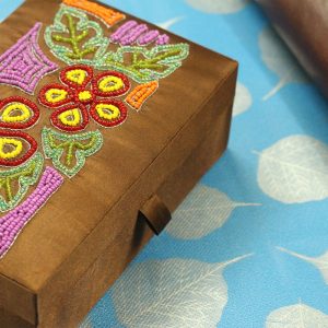 7.5 x 5 x 2.5 inch Brown Embroidered Floral Zari Box