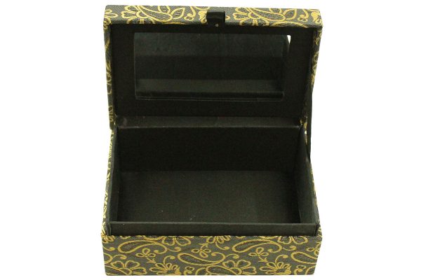 6 x 4 x 3 inch Green Embroidered Geometric Zari Box