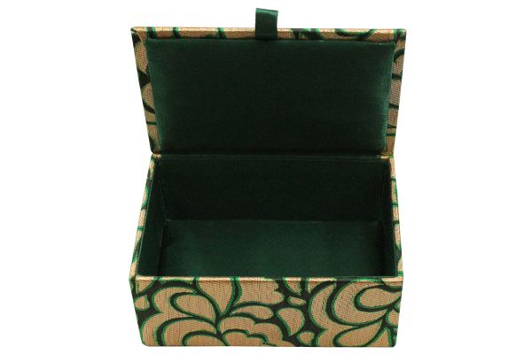 6 x 4 x 2.5 inch Green Embroidered Floral Zari Box